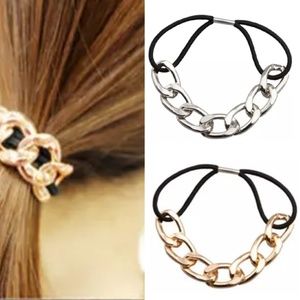 1 gold and 1 silver metal chain ponytail holder